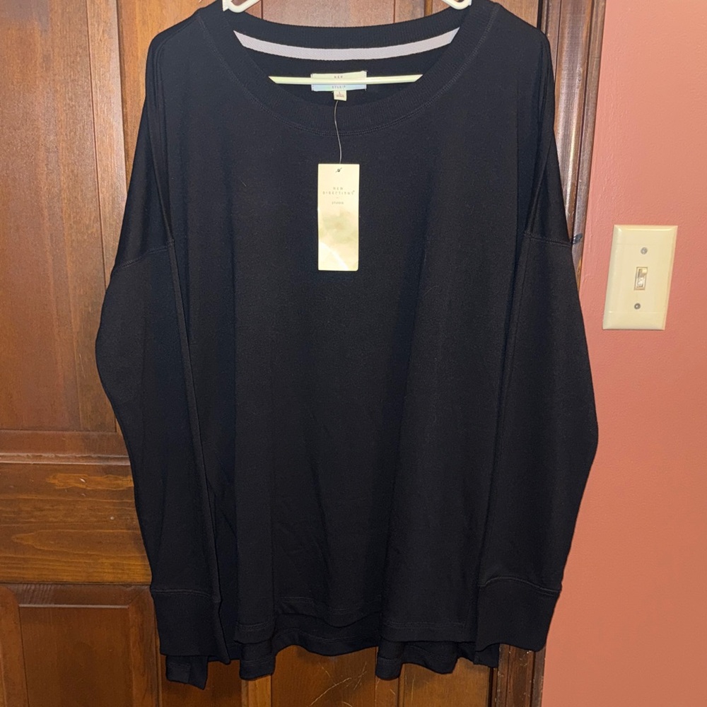 new directions Black Crewneck Long Sleeve Pullover